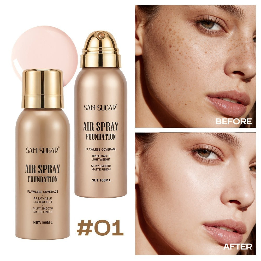 Air-Spray Liquid Foundation in Gold-Tone Bottle with Four Numbered Shade Options from 01 to 04 — image 3