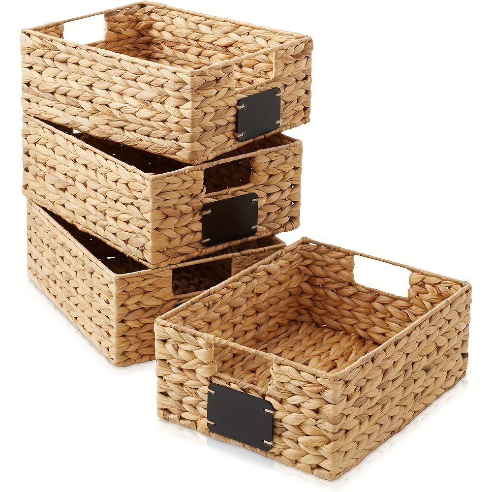 Water Hyacinth Pantry Storage Baskets with Chalkboard Labels, 9 x 12 x 5-Inch, 1- to 4-Pack — image 9