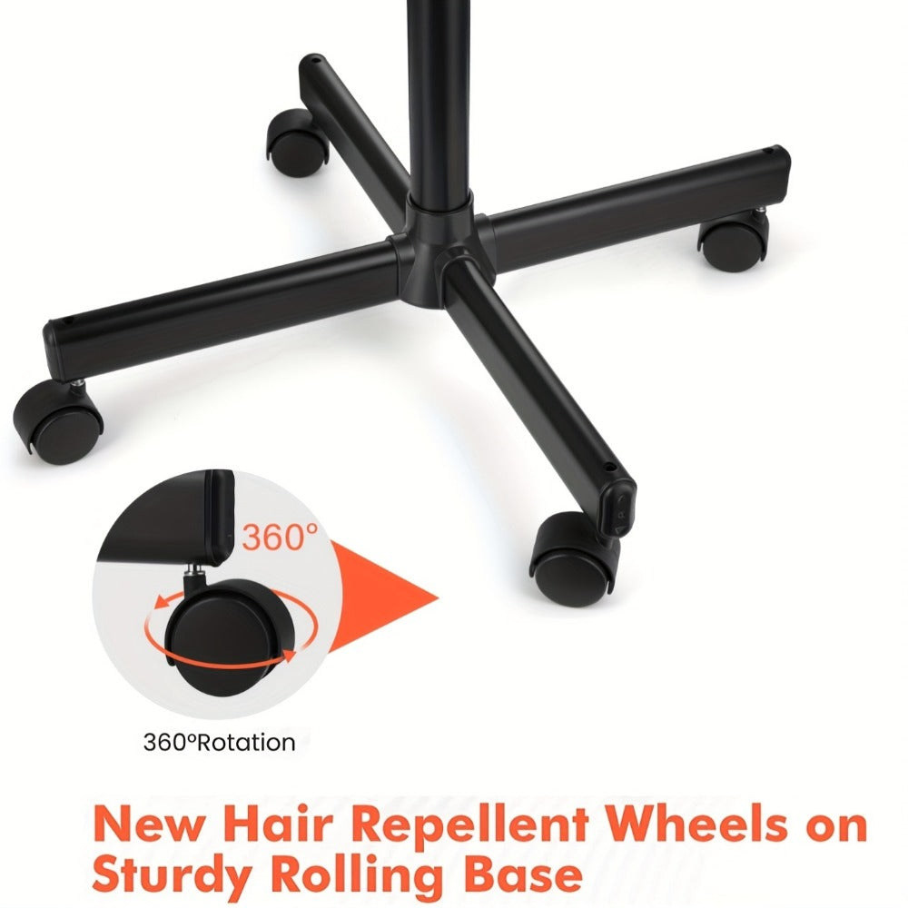 Standing Facial Steamer with Five-Wheel Rolling Base, Black or White Head and Adjustable 26.8–36.4-Inch Height — image 5