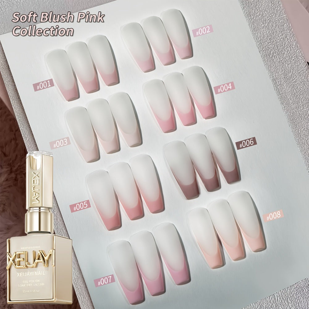 Gel Nail Polish 8-Color Gentle Pink Set in 0.51oz Bottles with Shades 001-008 and LED Soak-Off Cure for Nail Art — image 6