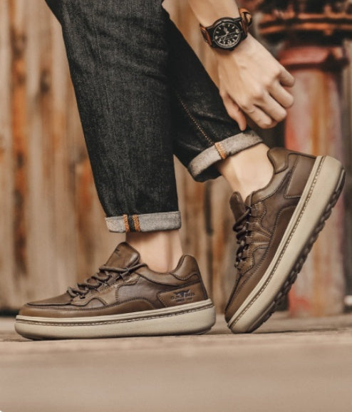 Men's Synthetic Leather Casual Sneakers - Affordable Everyday Trainers
