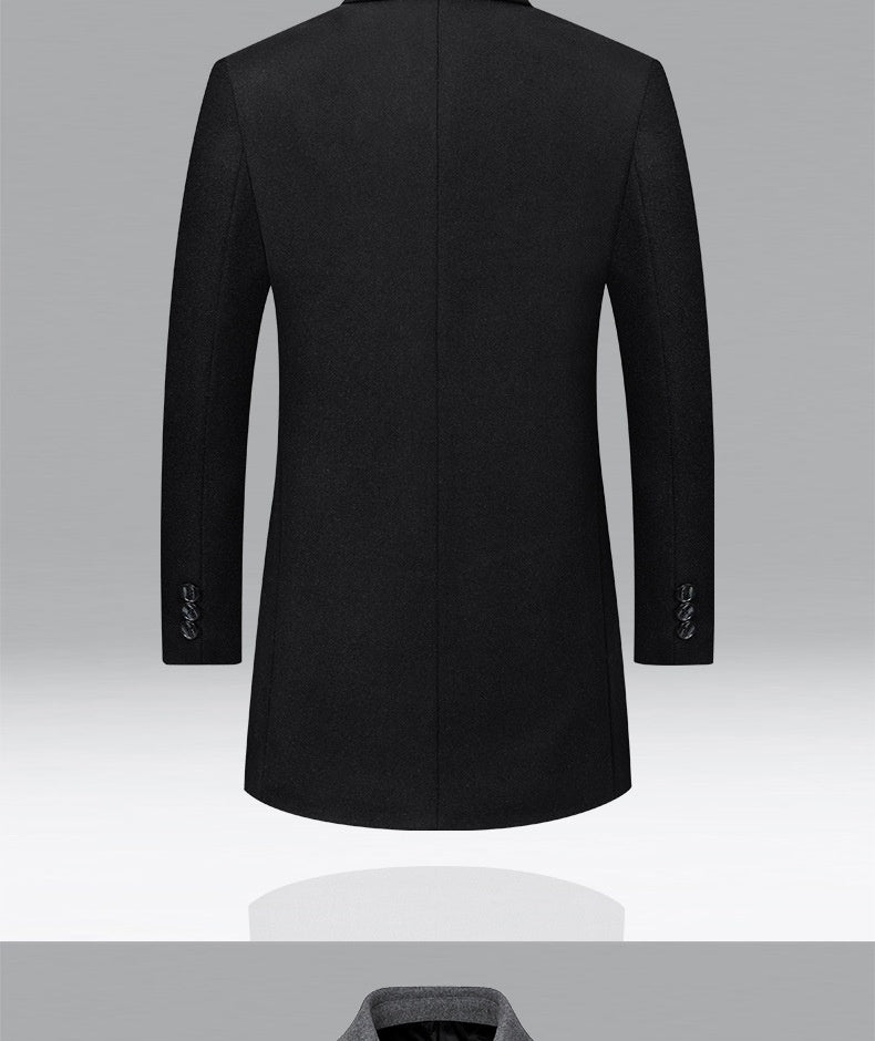 Lapel New Middle-aged Men Coat Woolen Coat