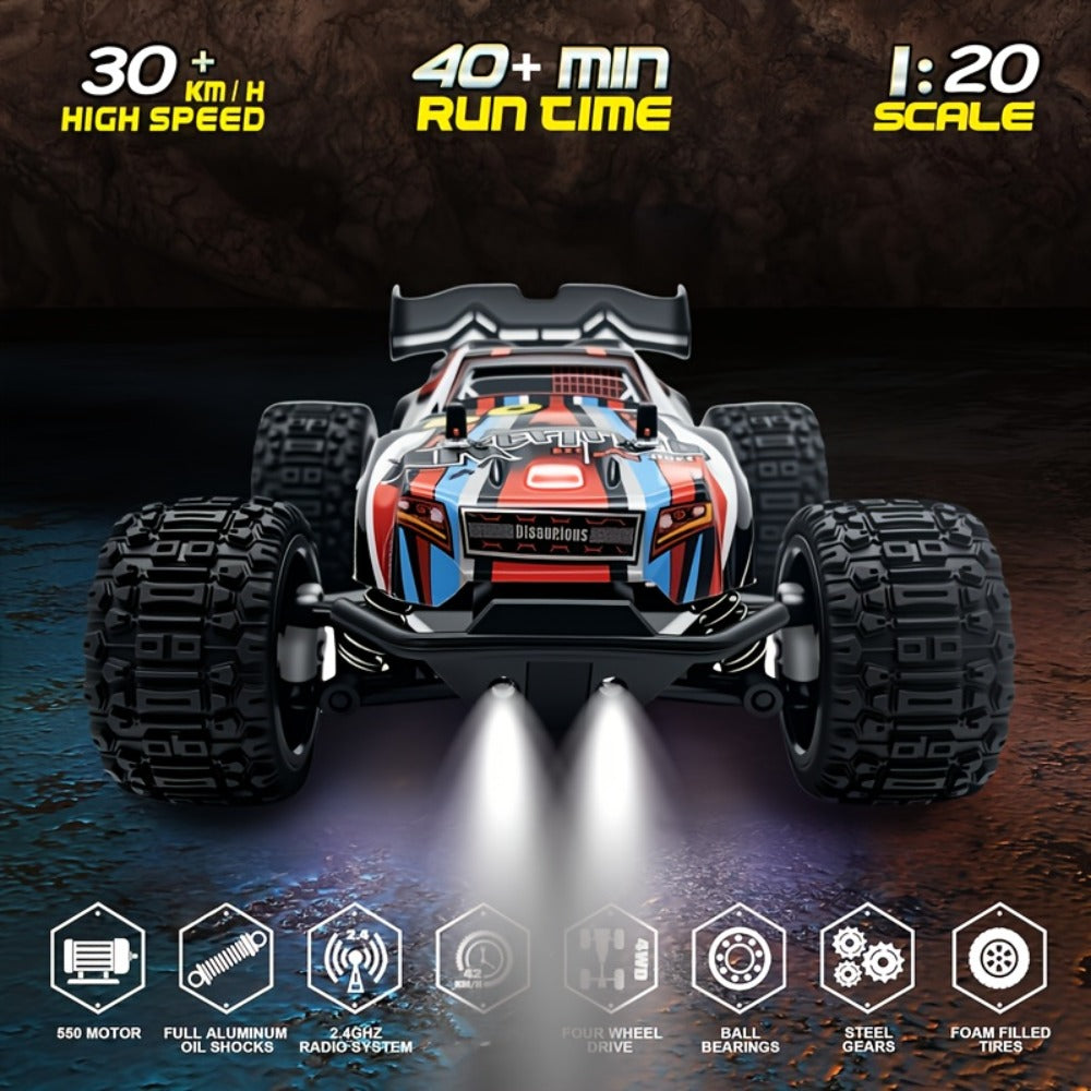 Remote Control Car, Red 4WD Monster Truck with 2.4GHz Control, Large Off-Road Tires and Four-Wheel Drive Layout — image 2