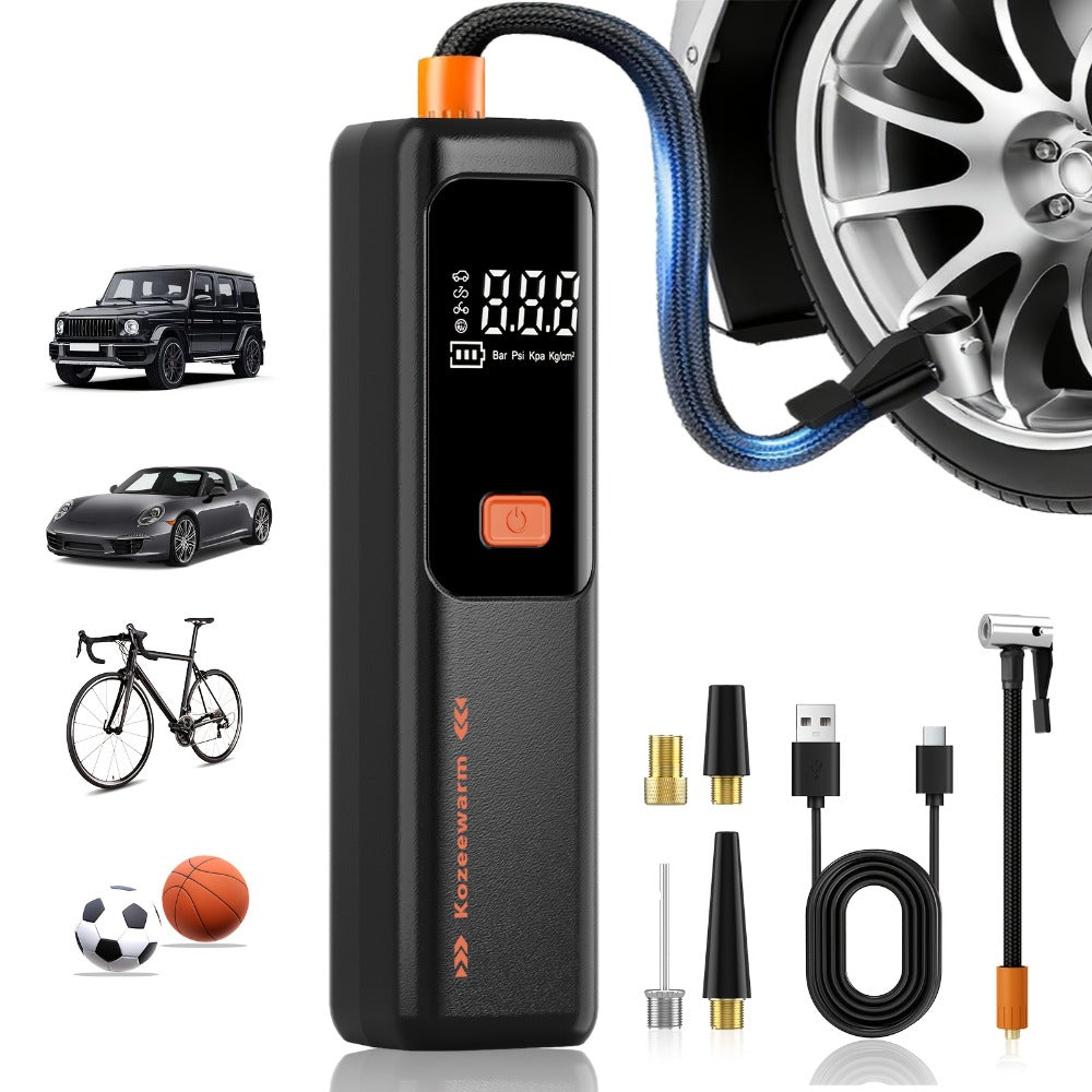 Cordless Tire Inflator Portable Air Compressor – USB-C Rechargeable, Digital Gauge, 3X Fast Inflation for Car Tires, Bikes — 