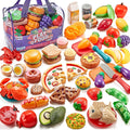 78 Pcs Kids Kitchen Toy Set with Storage Bag - Pretend Play Dinnerware, Fake Fruits & Vegetables — image 1