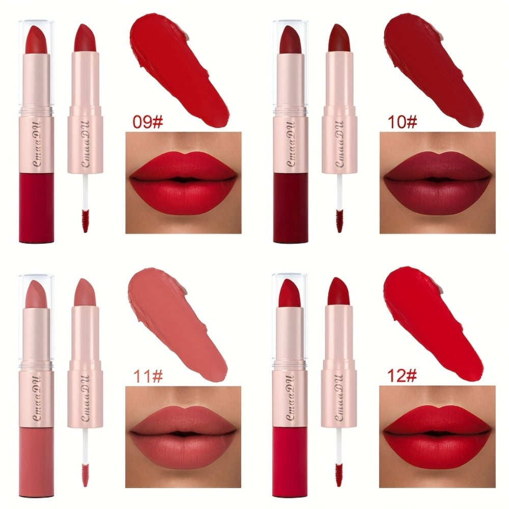 Dual-Ended Matte Lipstick & Lip Gloss Set 4pcs, 2-in-1 Velvety Lip Color, Non-Drying Comfortable Formula — image 7