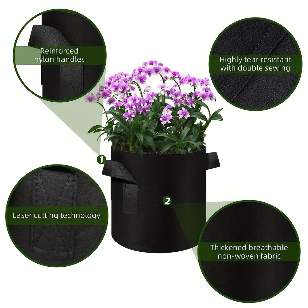 Black 5-Gallon-Labeled Grow Bags with Handles in 10-Pack or 20-Piece Checkout Options for Garden Planting — image 2