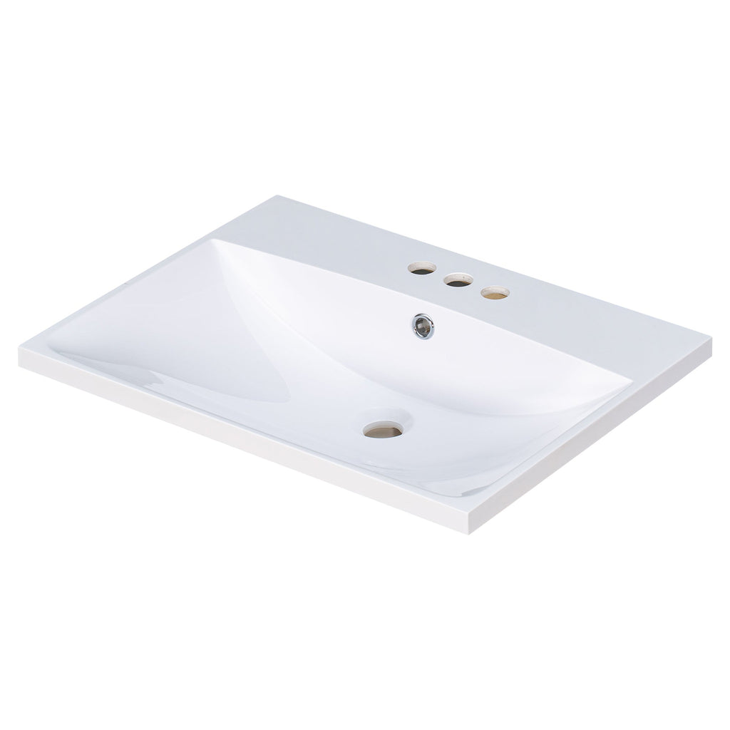 24" Bathroom Vanity Top Only White Basin 3-Faucet Holes  4" Faucet Available Ceramic
