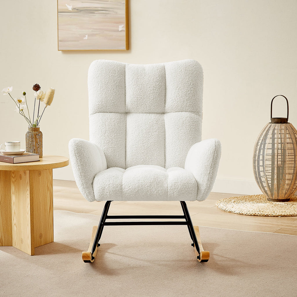 off white teddy fabric rocking chair - V.I.P Digital Presence