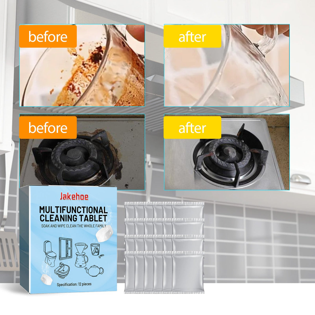 Multifunctional Kitchen Cleaning Tablets, Home Kitchen Stove Kitchen Utensils Stainless Steel Heavy Oil Cleaning And Descaling
