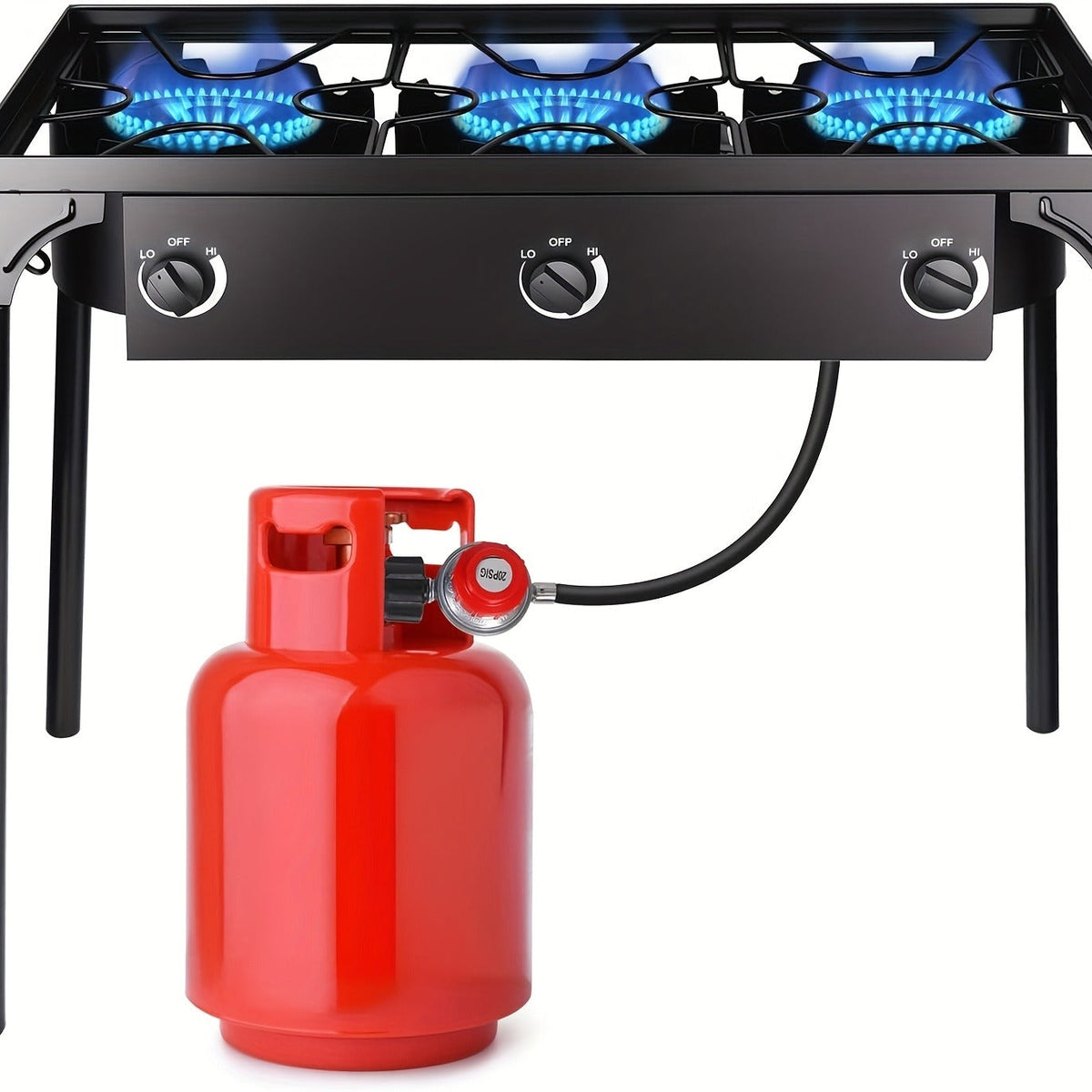 Outdoor Propane Burner Stand with One- or Three-Burner Layout, Removable Legs and 0–20 PSI Regulator Hose — image 7