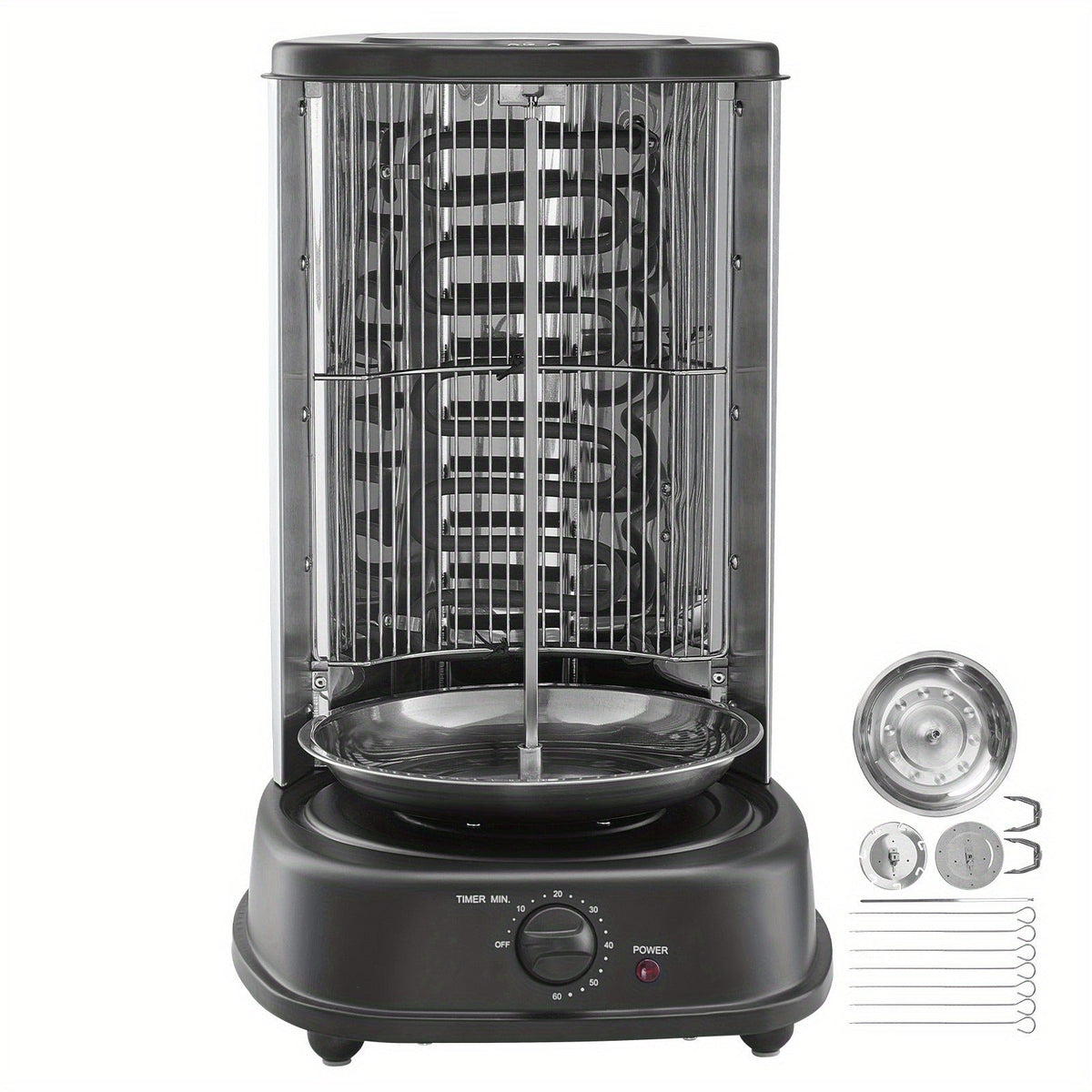 Vertical Shawarma Grill Machine, Electric Gyro Rotisserie Oven with Countertop Broiler for Home Cooking, Dining and Outdoor M