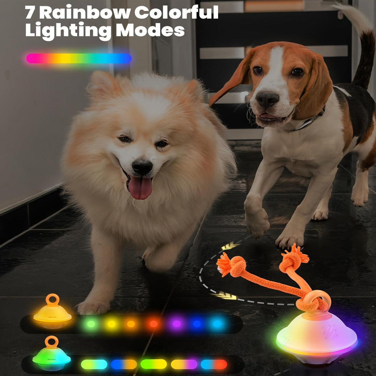 Dog Toy Motion-Activated Auto-Rolling Ball with Voice Recording, Rope and White or Gray Options — image 8