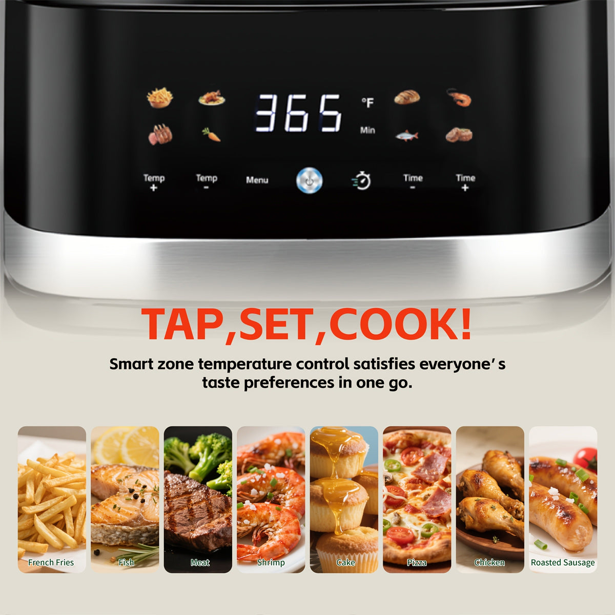 5.8Qt Air Fryer with Touchscreen Control Panel, Viewing Window, Eight Presets and 20 Paper Liners — image 6