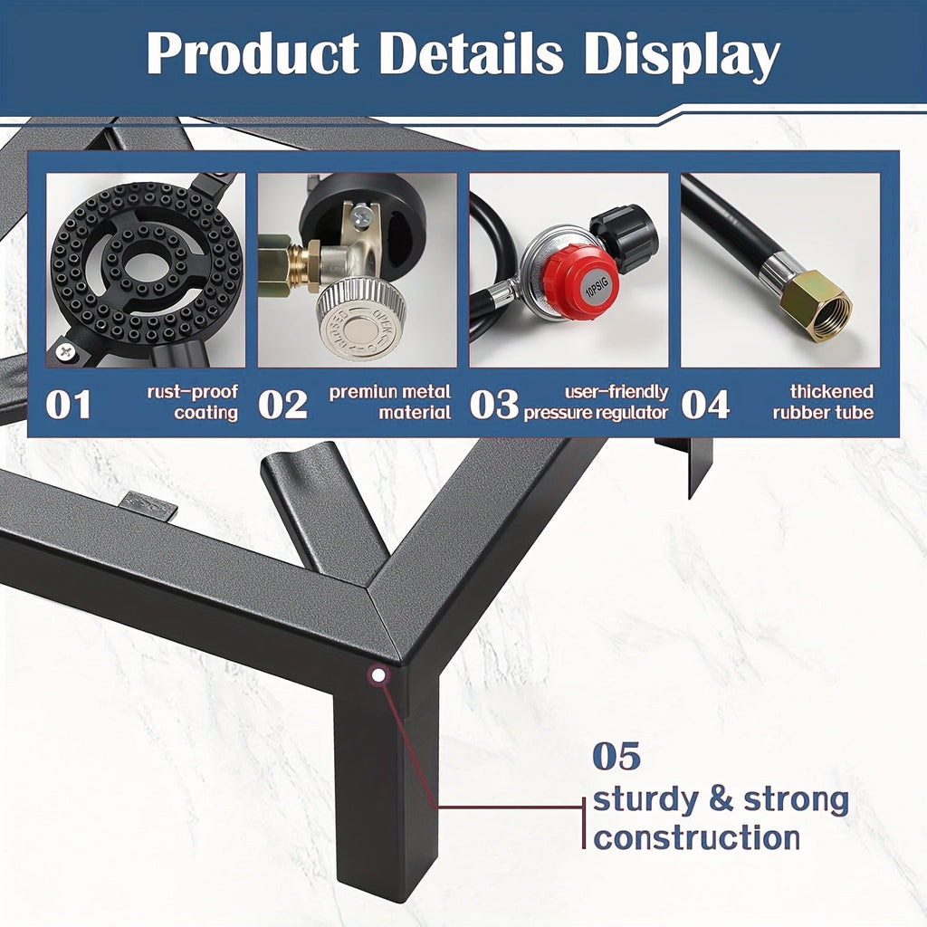 Portable Propane Burner Stove in Single or Double Burner Options with Hose and 20 PSI Regulator Shown — image 7