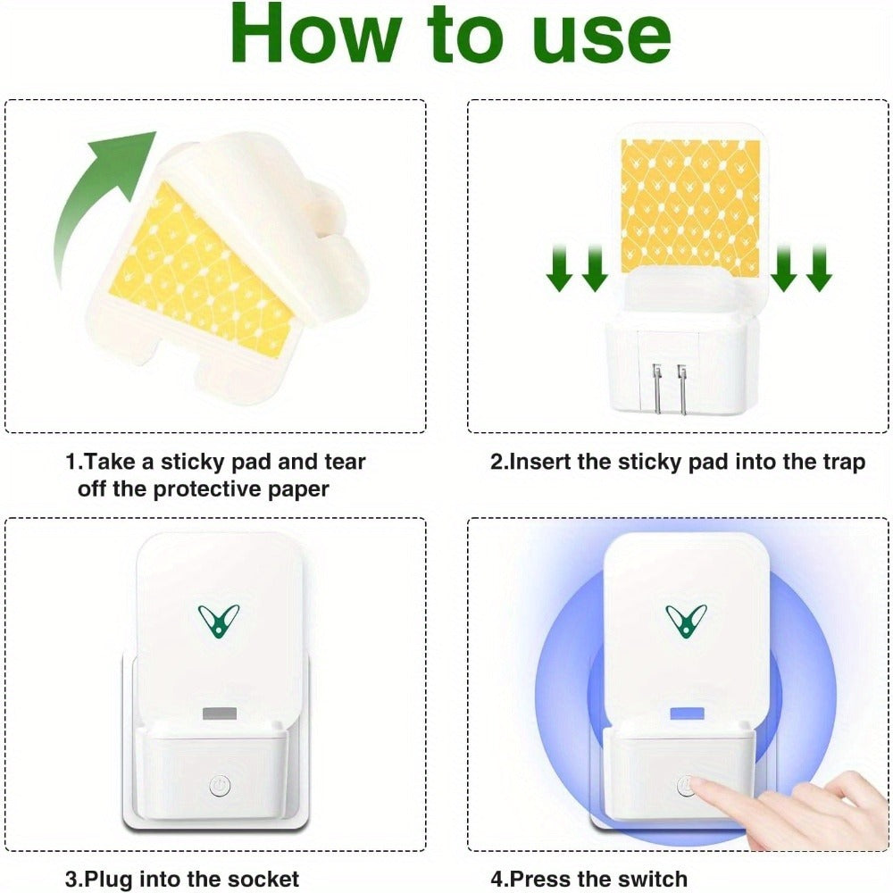 Plug-In Flying Insect Trap Pest Control Device with UV Light, Sticky Boards and 10 or 20 Pad Options for Indoor Use — image 5