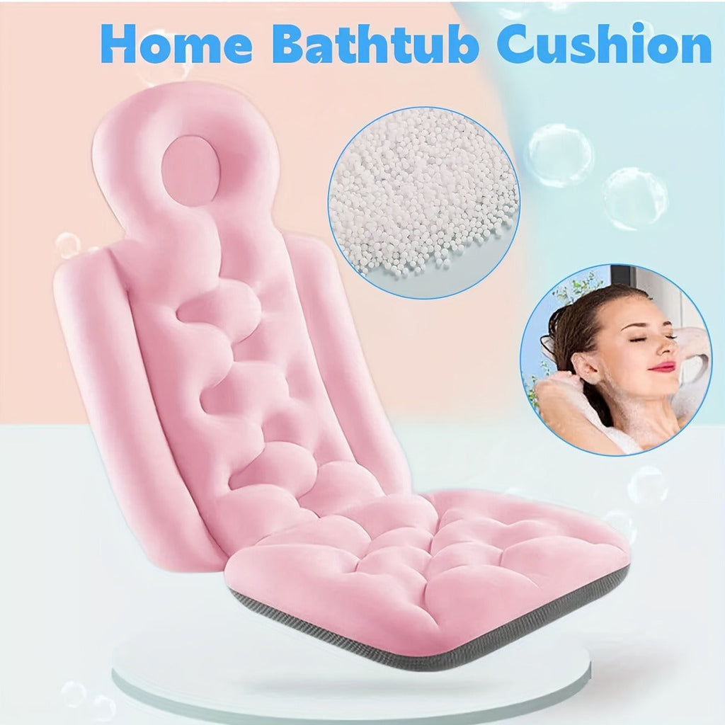 Pink Full-Body Bathtub Cushion in 93 × 40 cm Size with Contoured Headrest and Hanging Loop — image 5