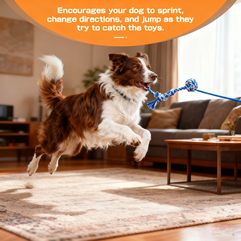 Dog Toy Telescopic Aluminum Flirt Pole with Reinforced Nylon Rope and Three Detachable Interactive Toys — image 10