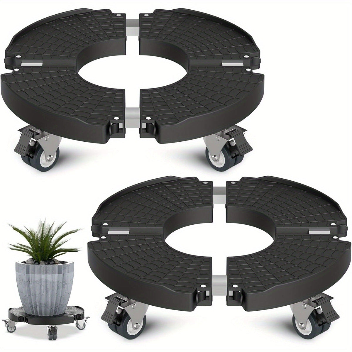 Plant Stand with Wheels 440 lbs – Adjustable 15-22" Heavy Duty Pot Roller with Lockable Swivel Casters for Indoor & Outdoor P