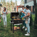 Cart Charcoal Grill with Adjustable Pan, Lid, Wheels, Lower Rack, Thermometer and Folding Side Shelf — image 1