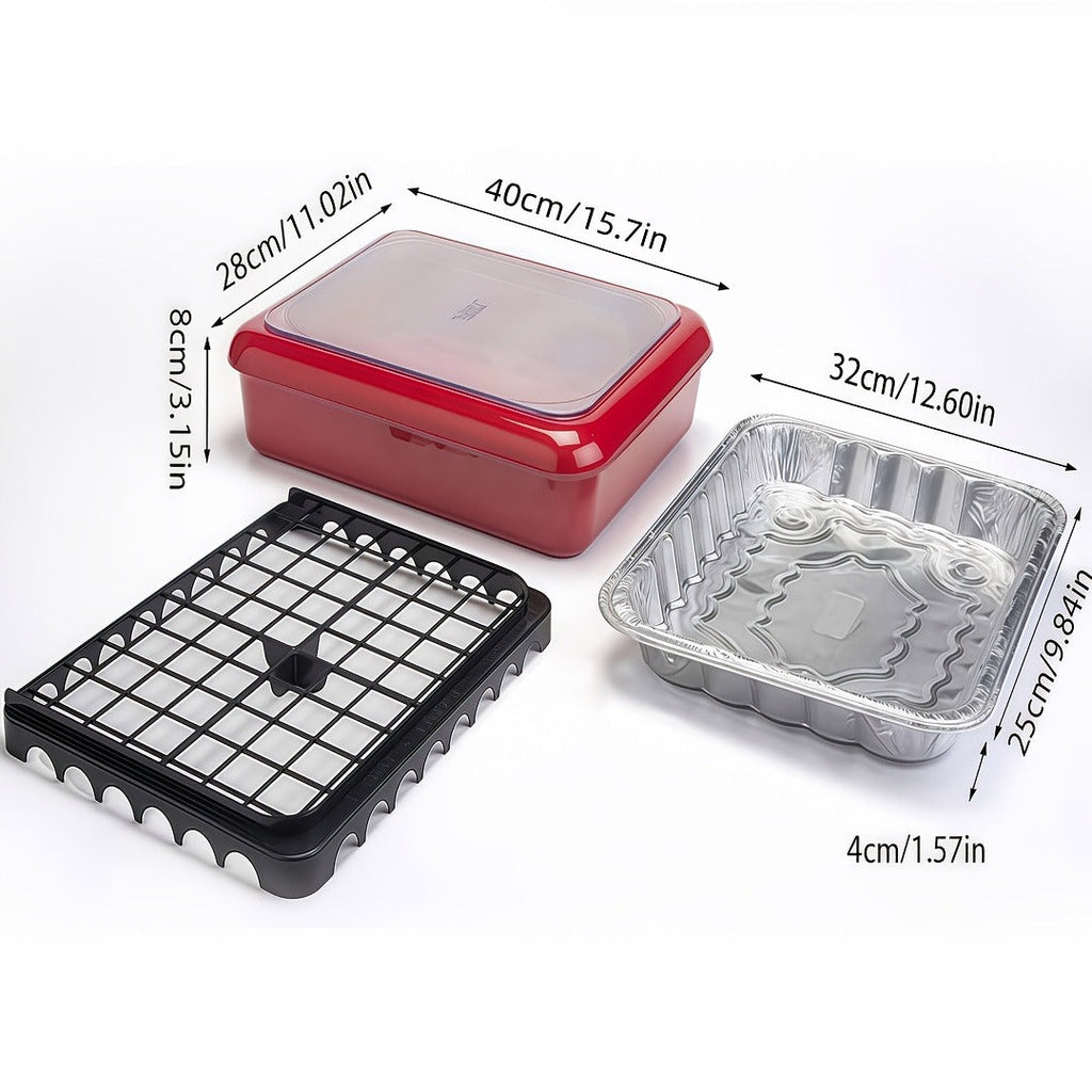 Foil Pan Carrier with Lid 2 in 1 Stackable Food Storage Set BPA Free Dishwasher Safe Portable Casserole Holder for Potluck BB