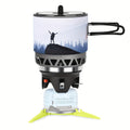 Backpacking Stove Cooking System with Pot Piezo Ignition 1KW Isobutane Burner 1.2L Pot Brackets Included for Garden, Patio an