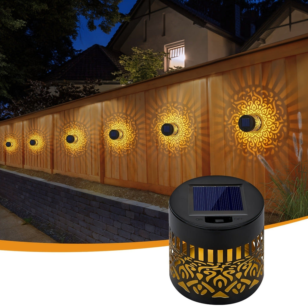 Solar Garden Lights IP65 Mandala Metal Wall Lanterns with Pattern Projection in 1/2/4 Packs for Fence Decor — image 2