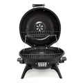 Electric BBQ Grill 1600W Indoor Outdoor Tabletop Grill with Lid Stainless Steel Heating Tube Chrome Grate Cool-Touch Handle —