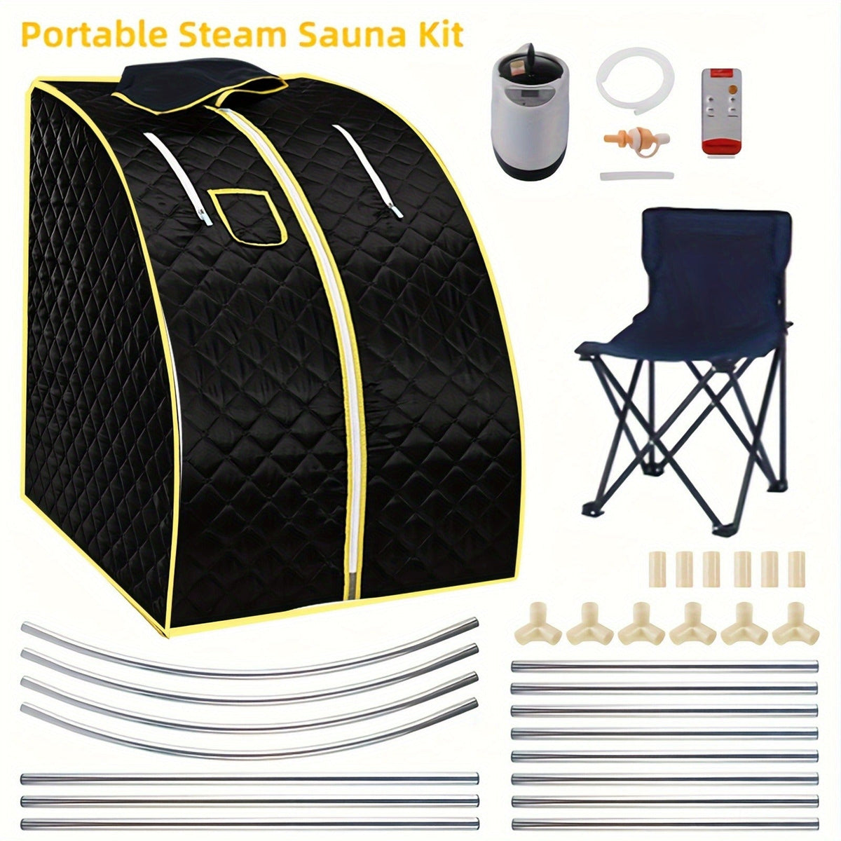 Portable Steam Sauna Tent with Remote Control & Foldable Chair, Personal Home Sauna Room for Detox Weight Loss Relaxation — i