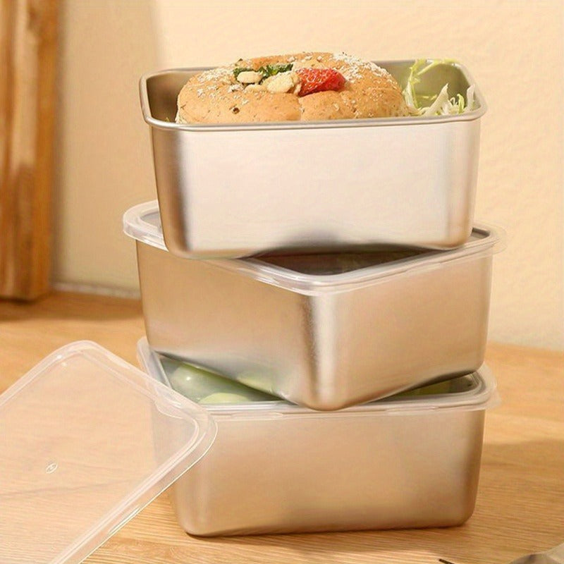 Food Storage Containers with Lids, Six-Piece Stainless Steel Square Set with Fitted Lids and Nested Storage Design — image 6
