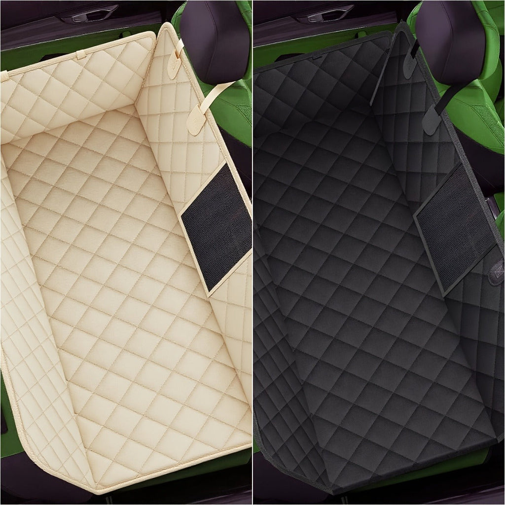Quilted Dog Car Back Seat Cover with Side Flaps, Mesh Window and Six Color or Pink Mat Bundle Options — image 15