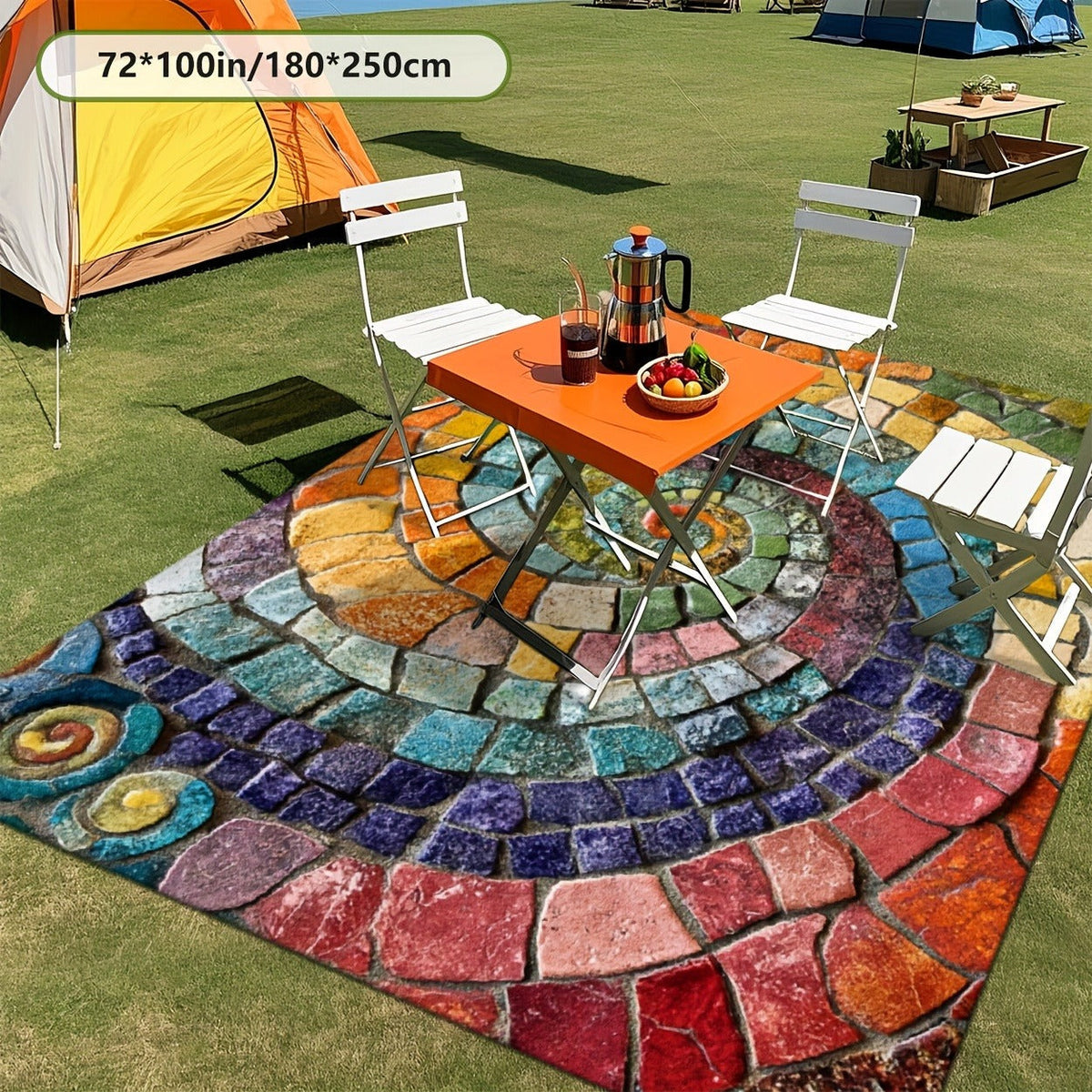 Area Rug Multicolor Mosaic Indoor Outdoor Mat with Rubber Backing and Five Washable Size Options — image 10