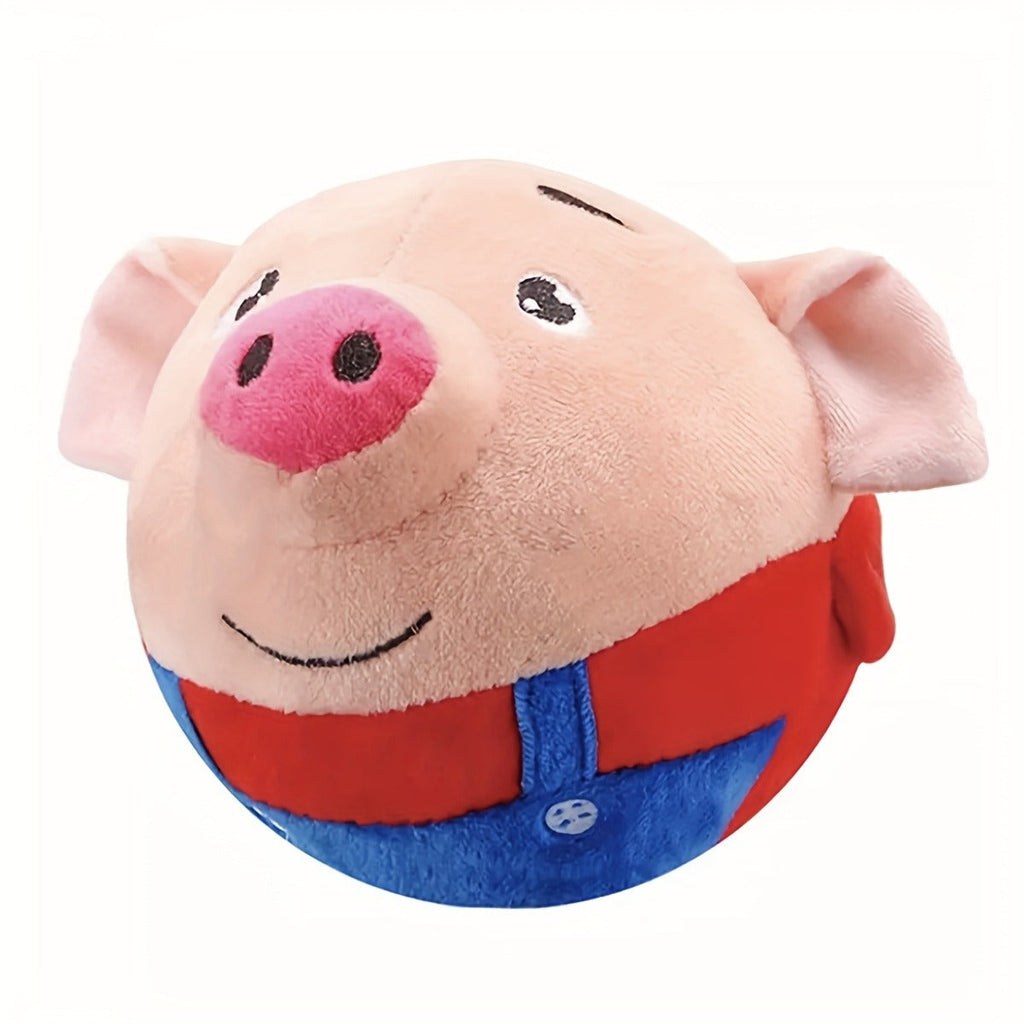 Dog Toy USB-Rechargeable Rolling Pig Plush Ball with Vibration, Swinging and Sound Effects in Two Colors — image 12