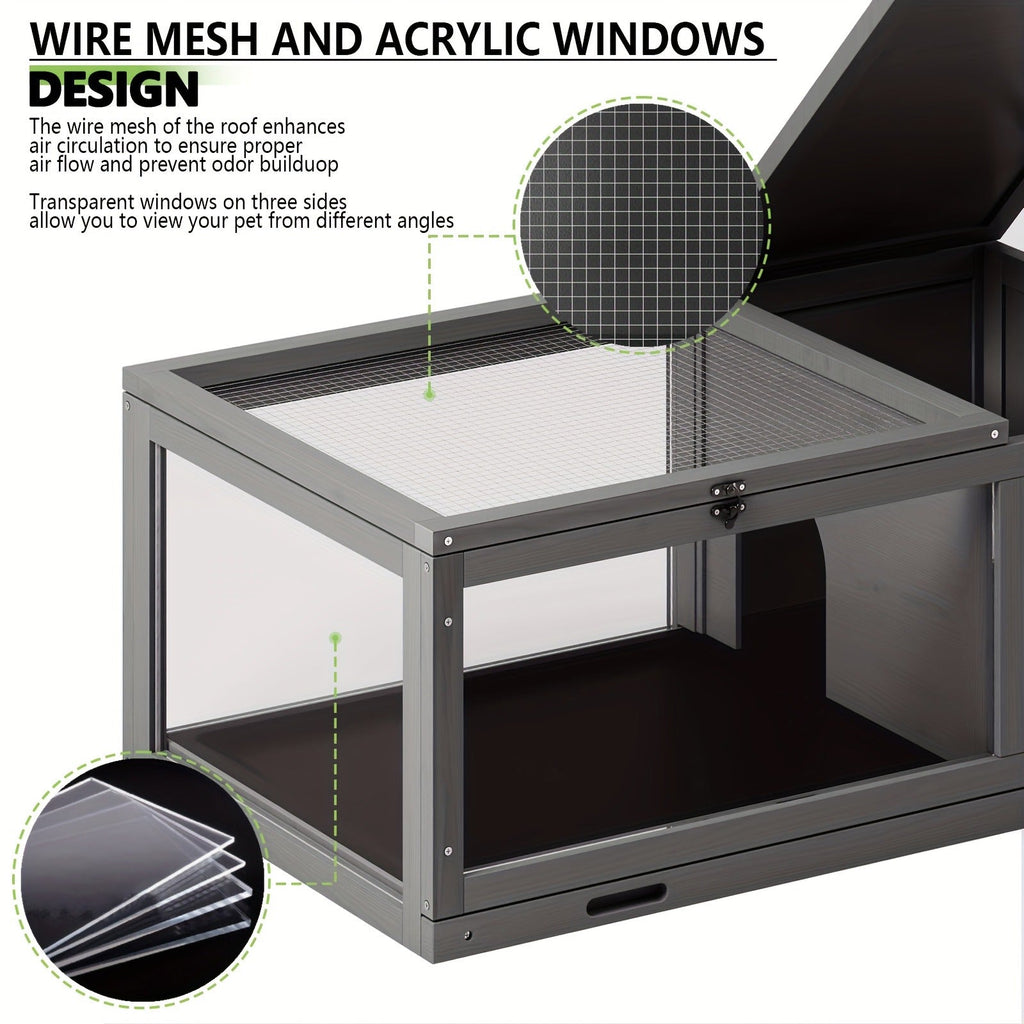 Large Tortoise Habitat Turtle Cage Enclosure with Detachable Legs Removable Roof Ramp Lamp Holder Indoor Outdoor — image 7