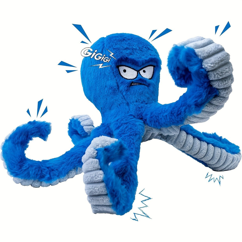 Dog Toy Octopus Plush with Built-In Squeaker and Crinkle Texture in Blue or Yellow with 1, 2 or 4-Pack Options — image 18