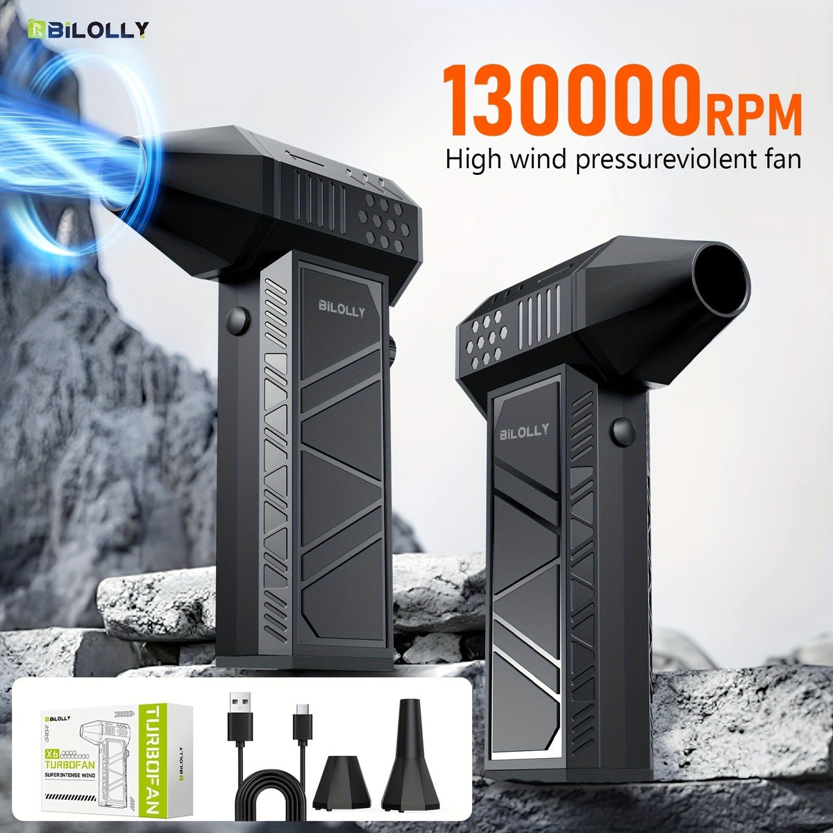 Electric Air Duster 130000RPM Rechargeable Handheld Blower, 3-Speed Wireless Turbine Fan for Computer Keyboard — image 1