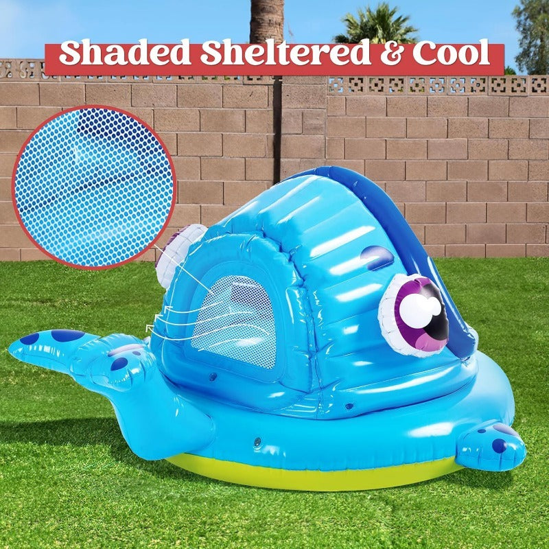 Inflatable Kiddie Pool with Sun Shade Canopy, Whale Baby Splash Pool Tent for Toddlers for Garden, Patio and Yard Use — image