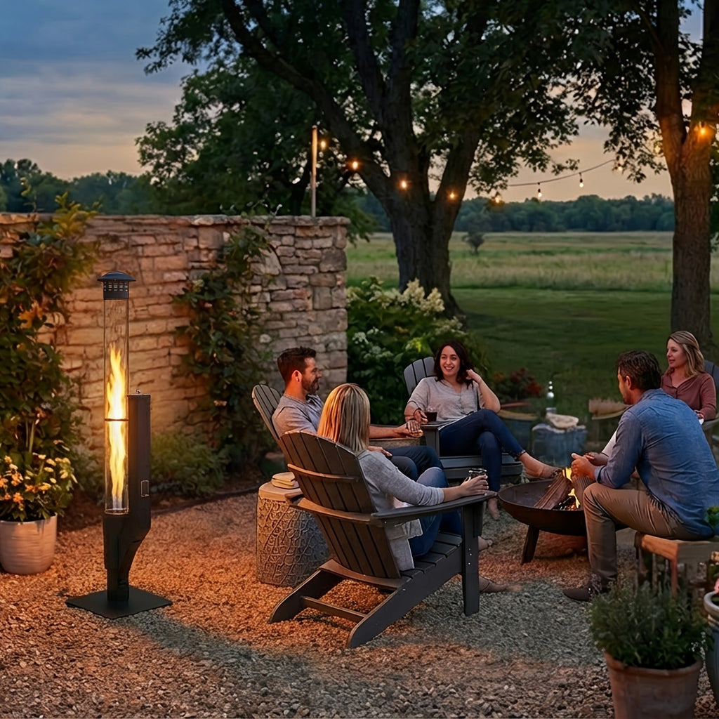 Outdoor Wood Pellet Patio Heater 56 Inch, Smokeless Portable Pellet Stove with Rain Cap, Viewing Window & Ash Tray — image 6