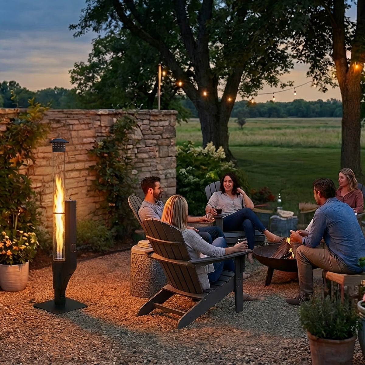 Outdoor Wood Pellet Patio Heater 56 Inch, Smokeless Portable Pellet Stove with Rain Cap, Viewing Window & Ash Tray — image 6