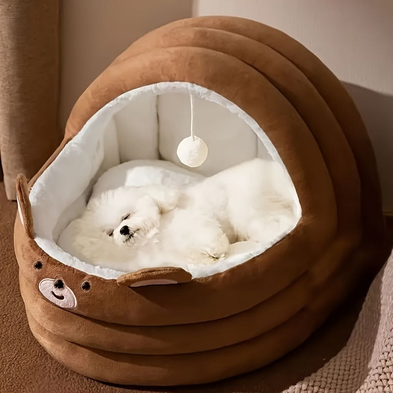 Plush Cave Dog Bed with Padded Rim, Large 21.7 x 20 x 17.7-Inch Size and Three Color Options — image 7