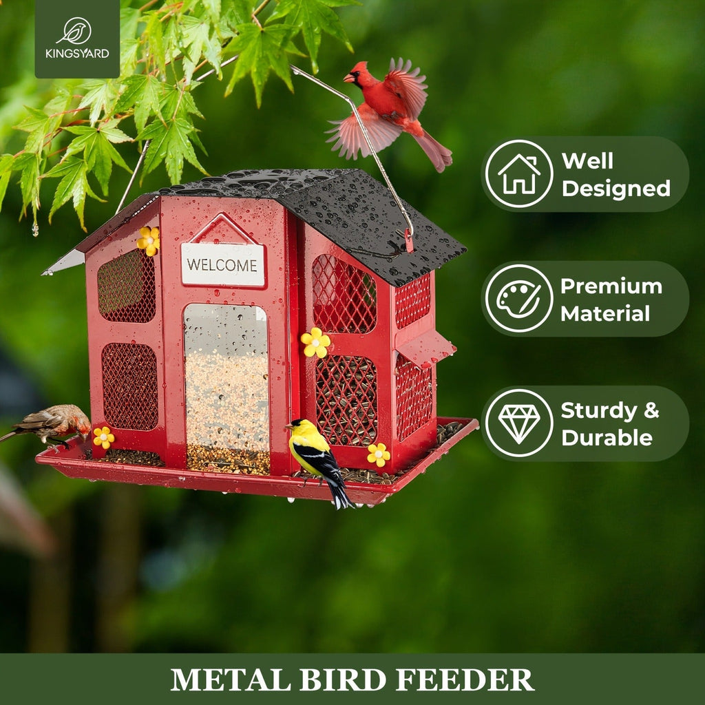 Metal Bird Feeder for Outside – 4 Lbs Large Capacity Hanging Wild Bird Feeder, for Garden, Yard and Pest Management — image 6