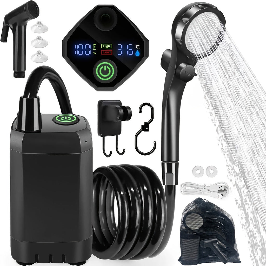 Portable Camping Shower 6000mAh IPX7 120-Min Runtime for Camping, Travel and Outdoor Use, with the Listed Configuration — ima