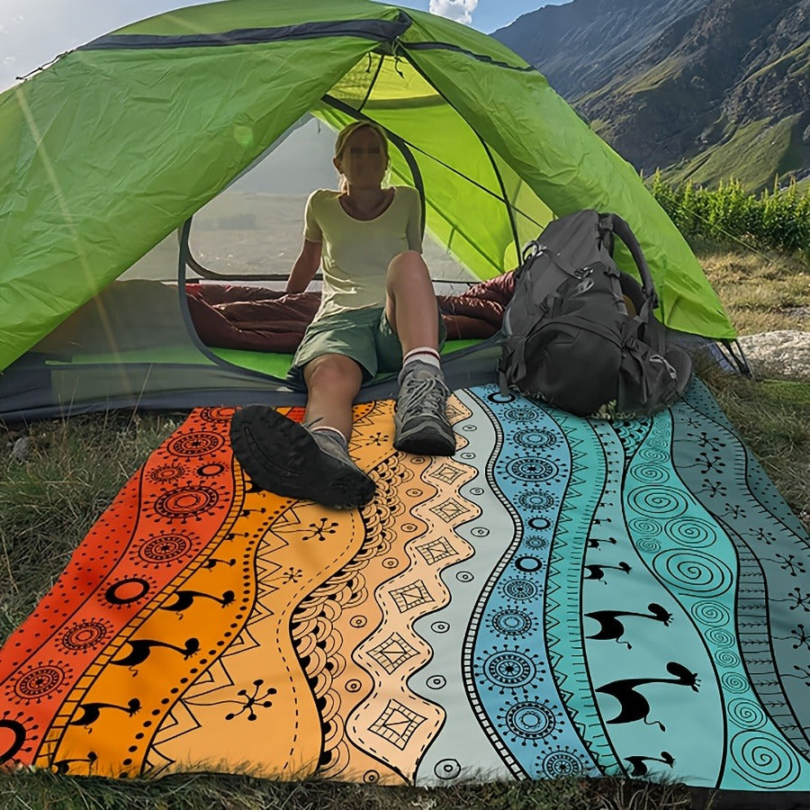 205 x 198cm Picnic Blanket with Orange, Aqua and Black Bohemian Animal Print and Matching Zip Carry Bag — image 6