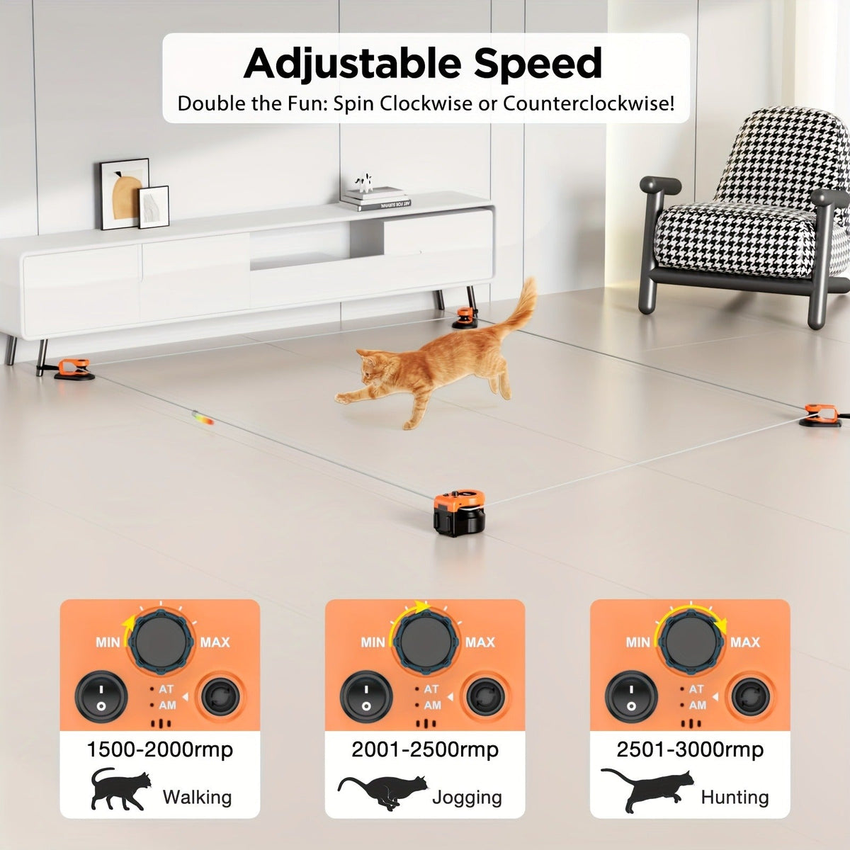 Cat Toy Remote-Control Lure Machine with Track Clips, Mouse Squeak, Feather Lures and Three Colors — image 18