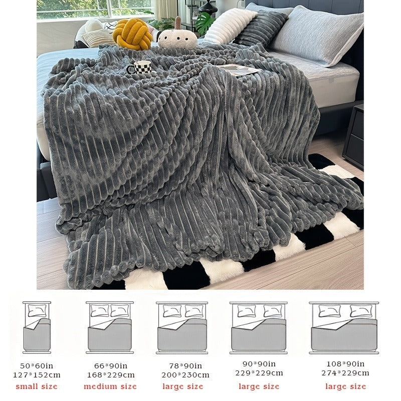 Fleece Blanket Double-Sided 3D Faux Rabbit Fur Throw – Ultra-Soft Thick 300-350g/m² for Home, Office, Travel & Camping — imag