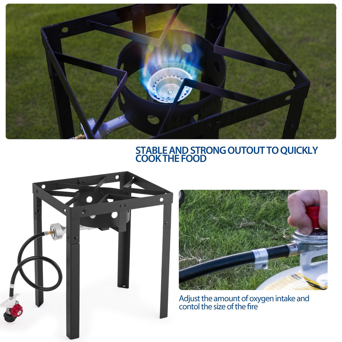 Outdoor Deep Fryer 18 Qt Dual Basket Propane Fish Fryer 58000 BTU Cast Iron Burner with Stand for BBQ Camping Tailgate — imag