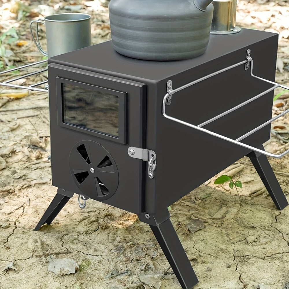 Wood Burning Camp Stove with Chimney Pipe Portable Outdoor Camping Stove for Cooking, BBQ, Boiling Water & Heating — image 8