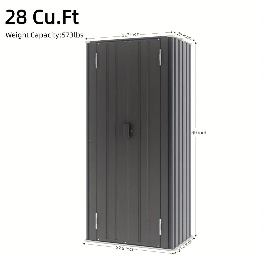 Tall Metal-Look Outdoor Storage Cabinet with Double Doors, 22 or 28 Cu Ft Checkout Capacity Options — image 6