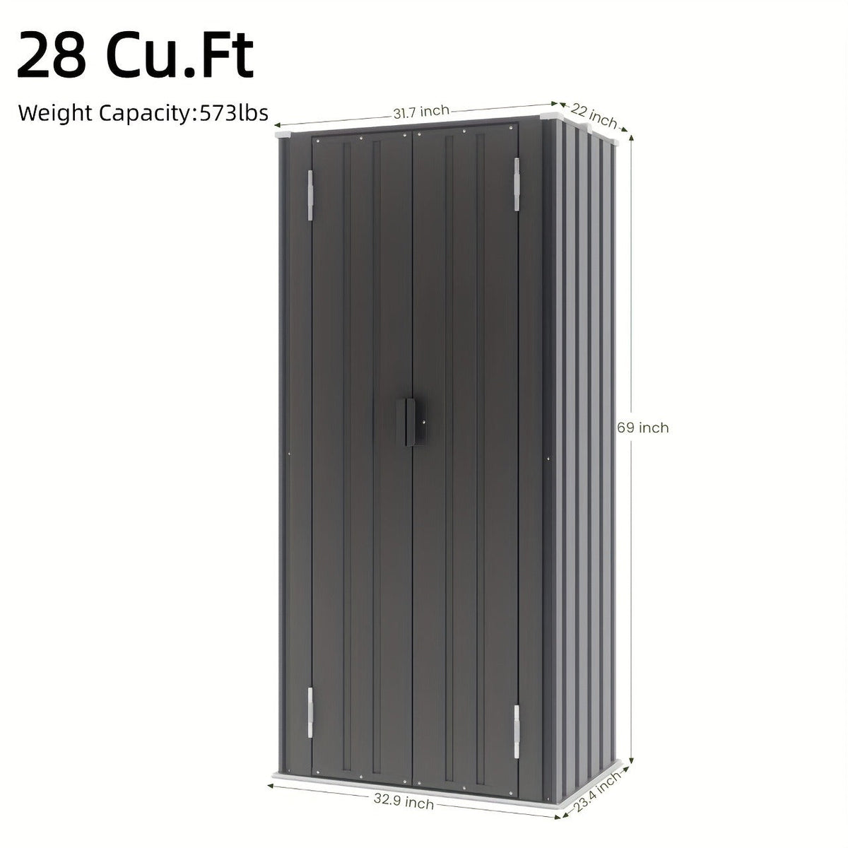 Tall Metal-Look Outdoor Storage Cabinet with Double Doors, 22 or 28 Cu Ft Checkout Capacity Options — image 6