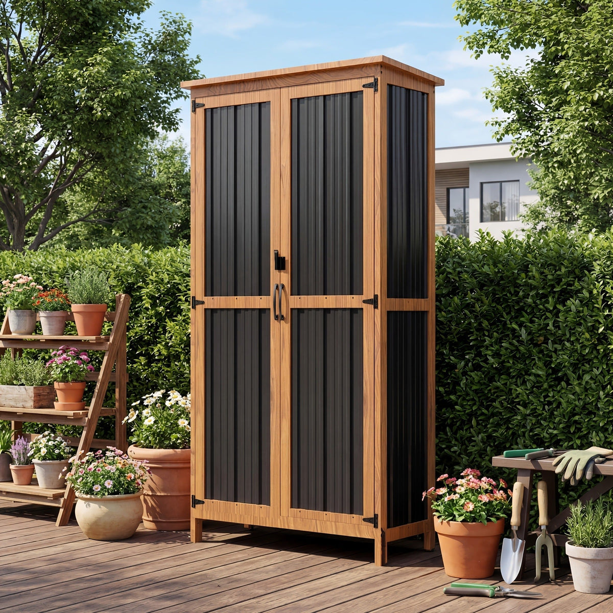 Metal Outdoor Storage Cabinets with Shelf-Equipped Tall or Low Models and 3 x 2 x 4.6 Ft Shed Option — image 8
